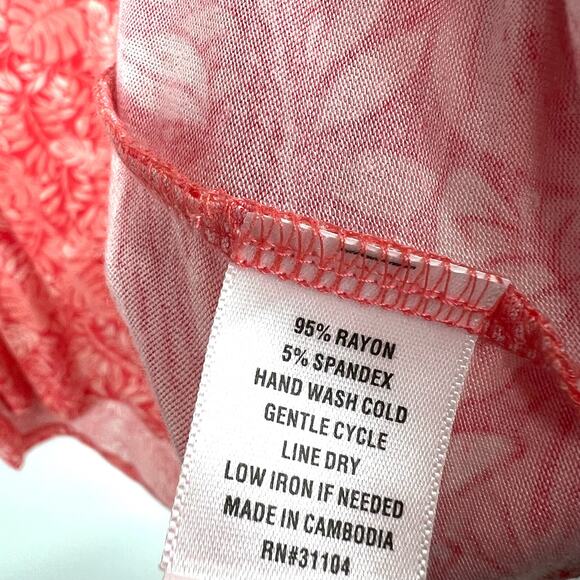 NEW NWT Kim Rogers Plus Size 1X Pink Stretchy Tropical Blouse Shirt Top Beach - Picture 9 of 10